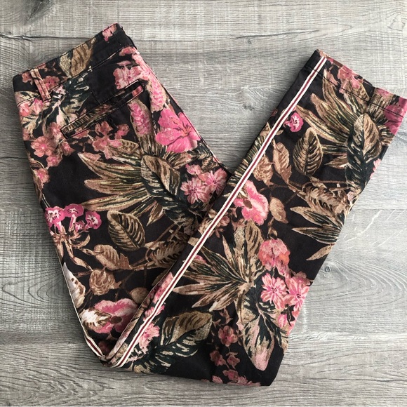 Anthropologie Floral Side Stripe Relaxed Chinos 25 - Picture 3 of 4